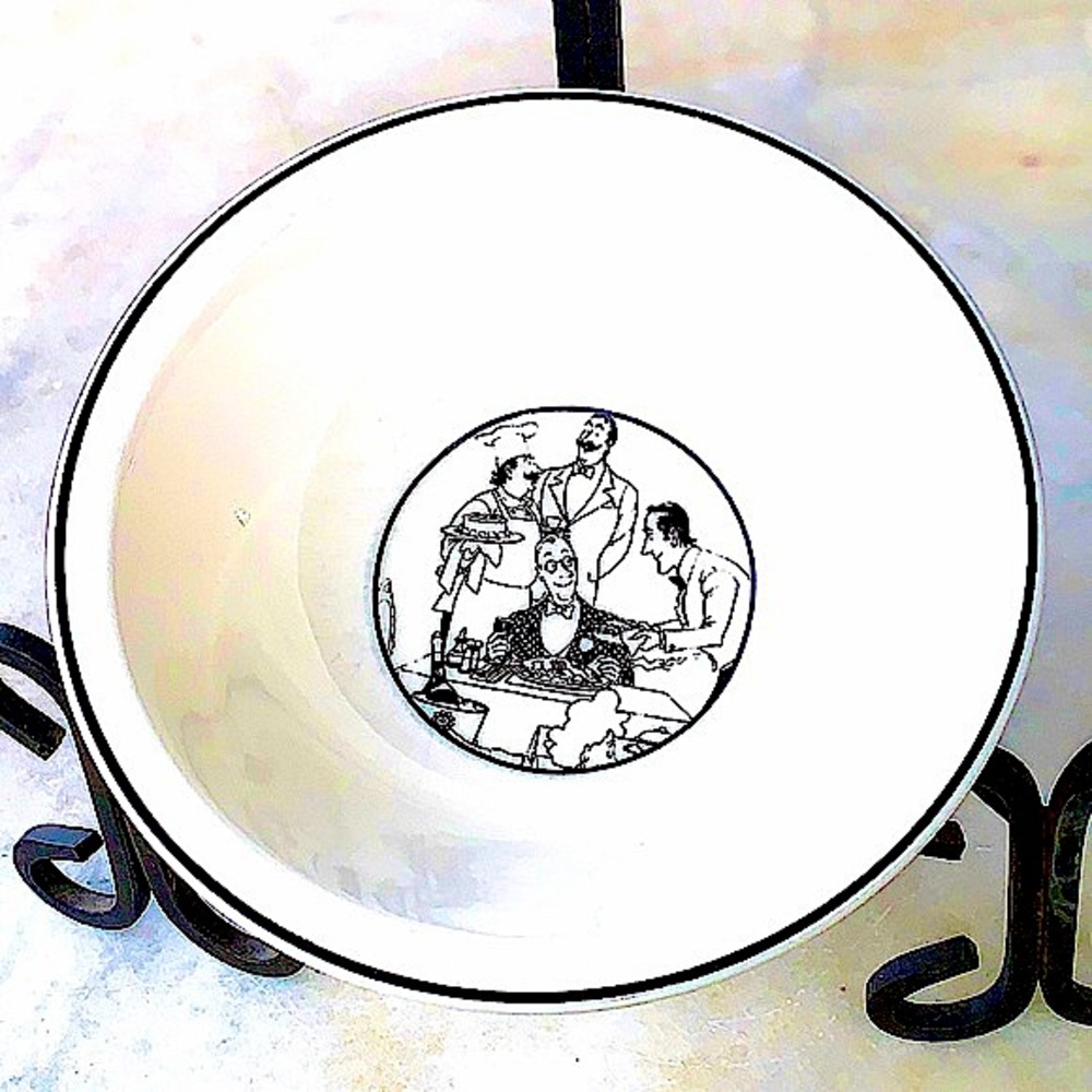 EPOCH “LE RESTAURANT” 6 INCH RIM CEREAL BOWL Y2K WHITE BLACK ROUND